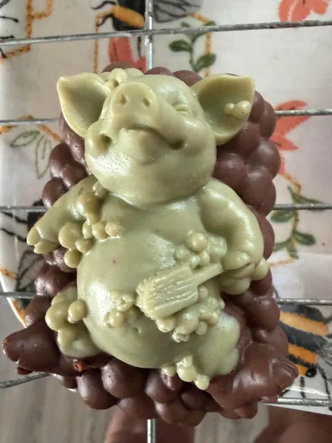 Close-up of a bee-shaped soap design